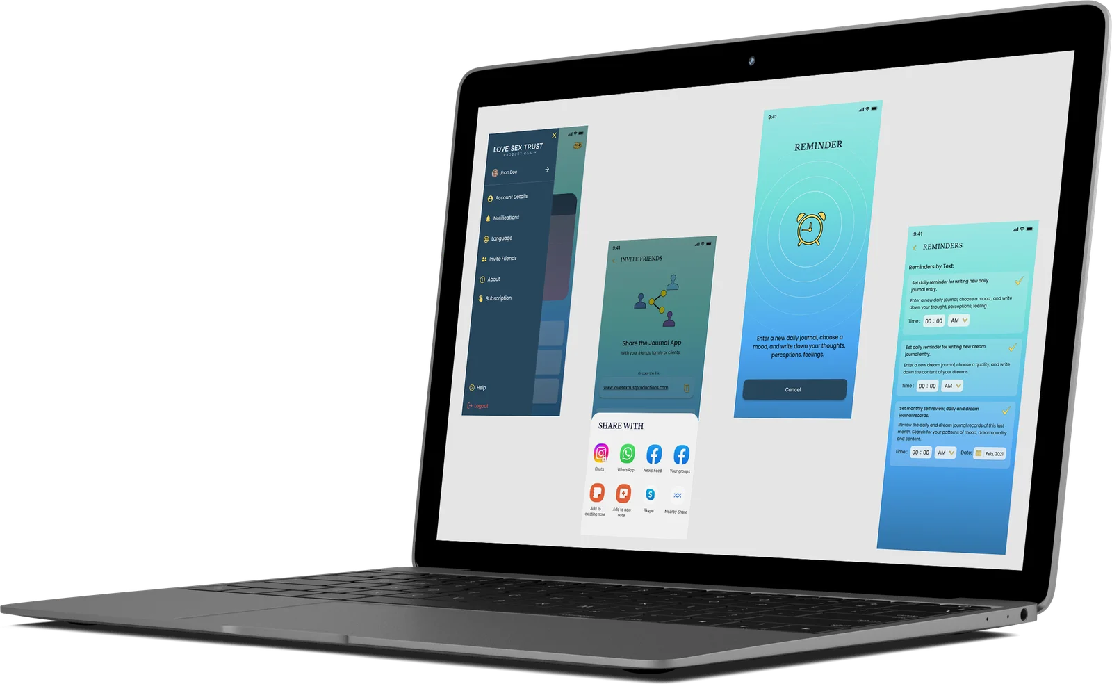 Journal app conclusion screens
