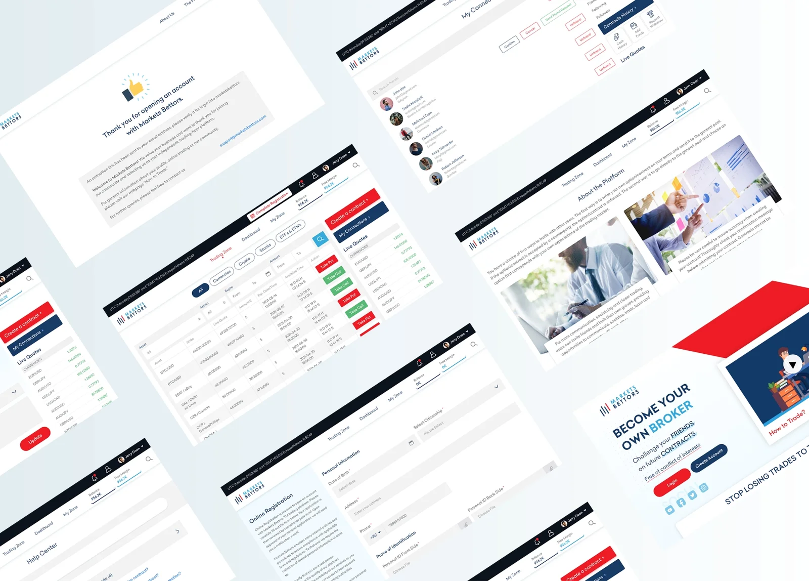 Market Bettors app screens
