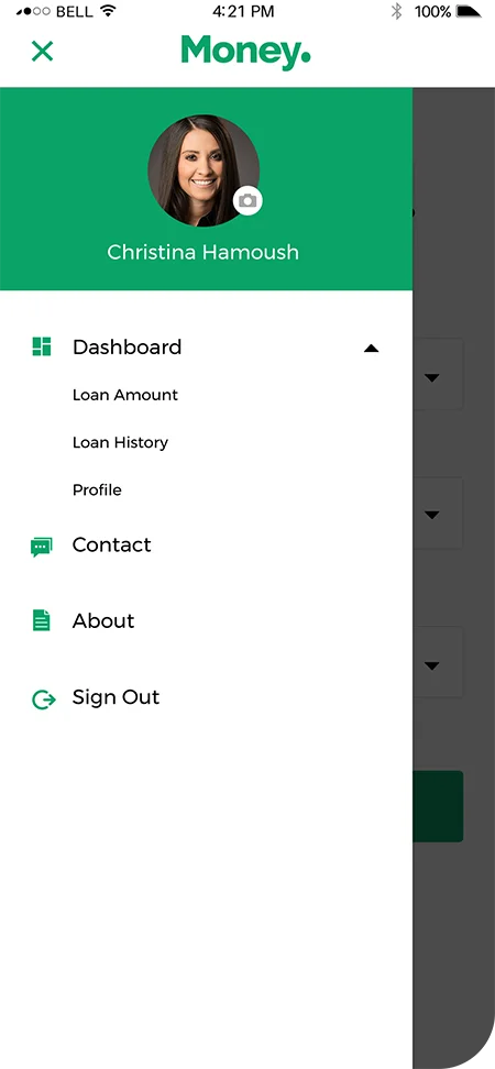 MoneyApp screen 2