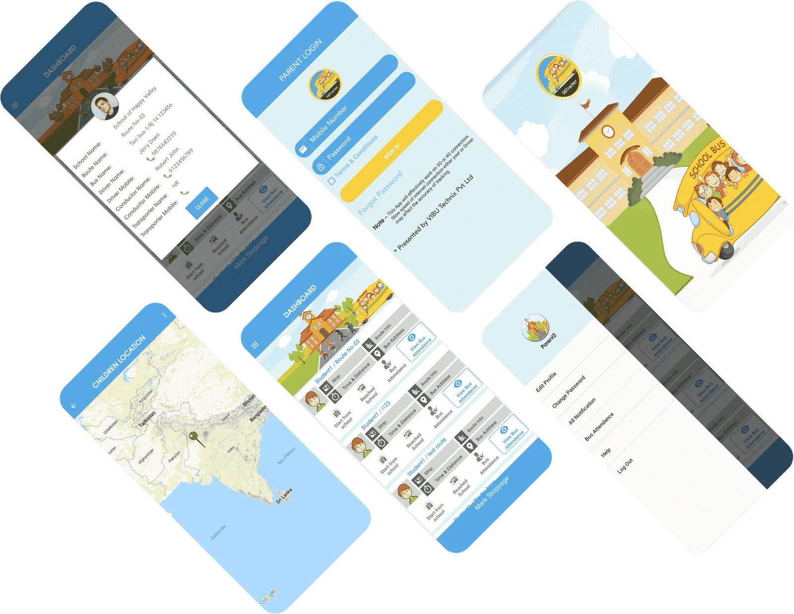 SB Tracker app screens